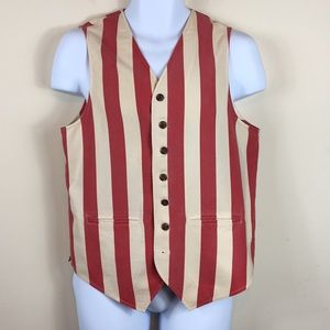 Vtg Xriss Xross Silk Red/Beige Stripe Men’s Vest